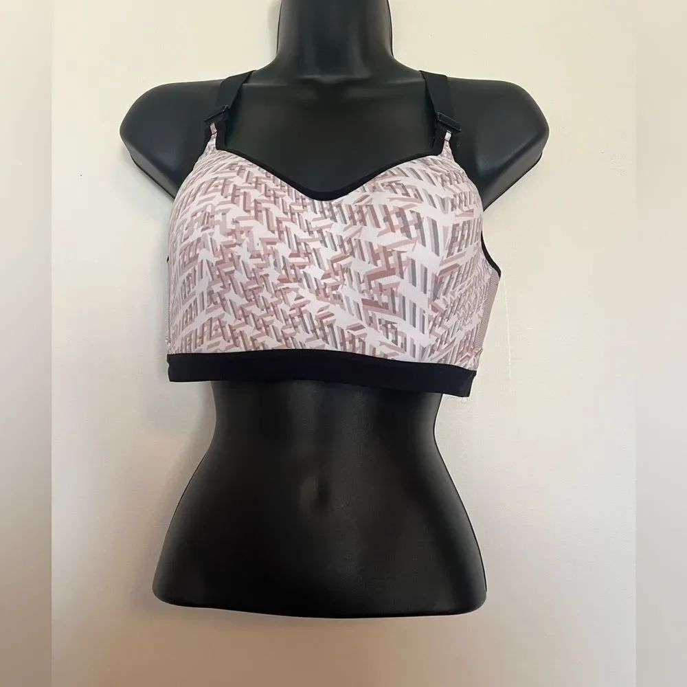 Victoria's Secret Pink and White Patterned Sports Bra